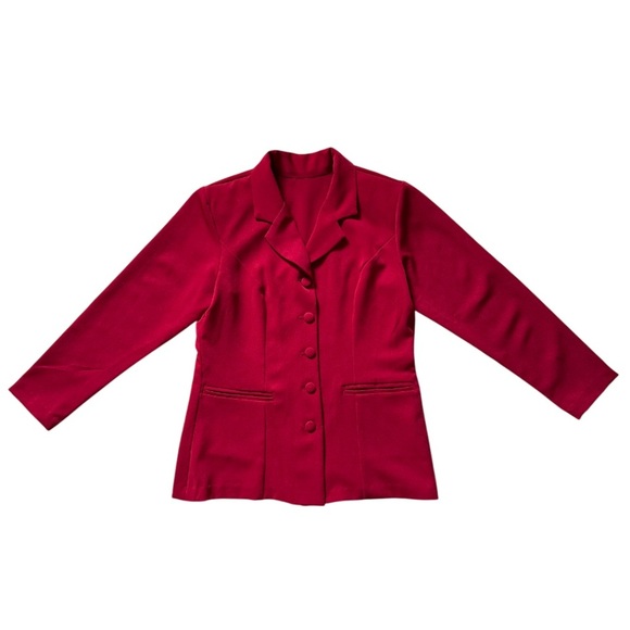 Red Pantsuit Set Sz M Wide Leg Work Office Chic Business Casual Suit - Picture 2 of 8